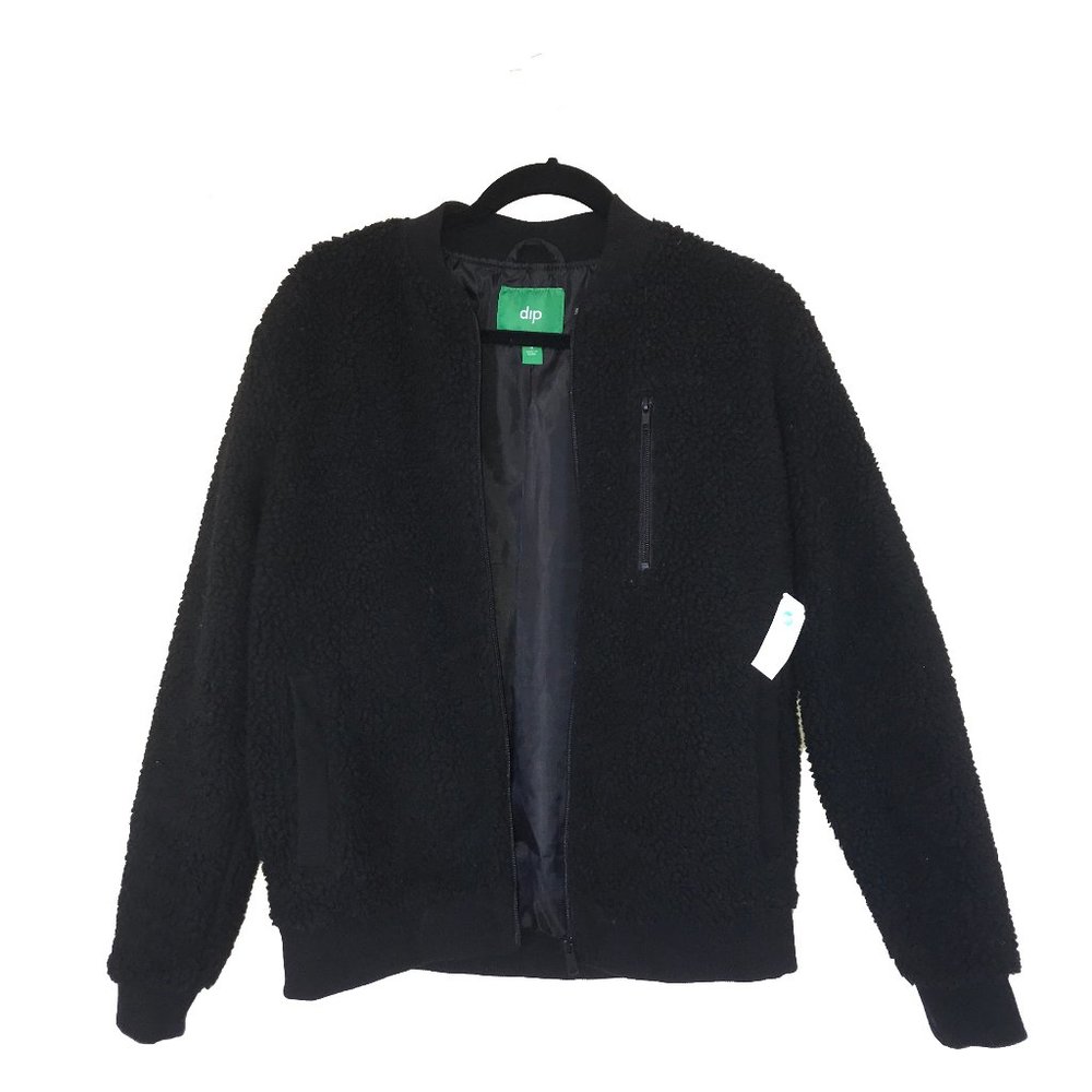 DIP Black Furry Bomber Jacket